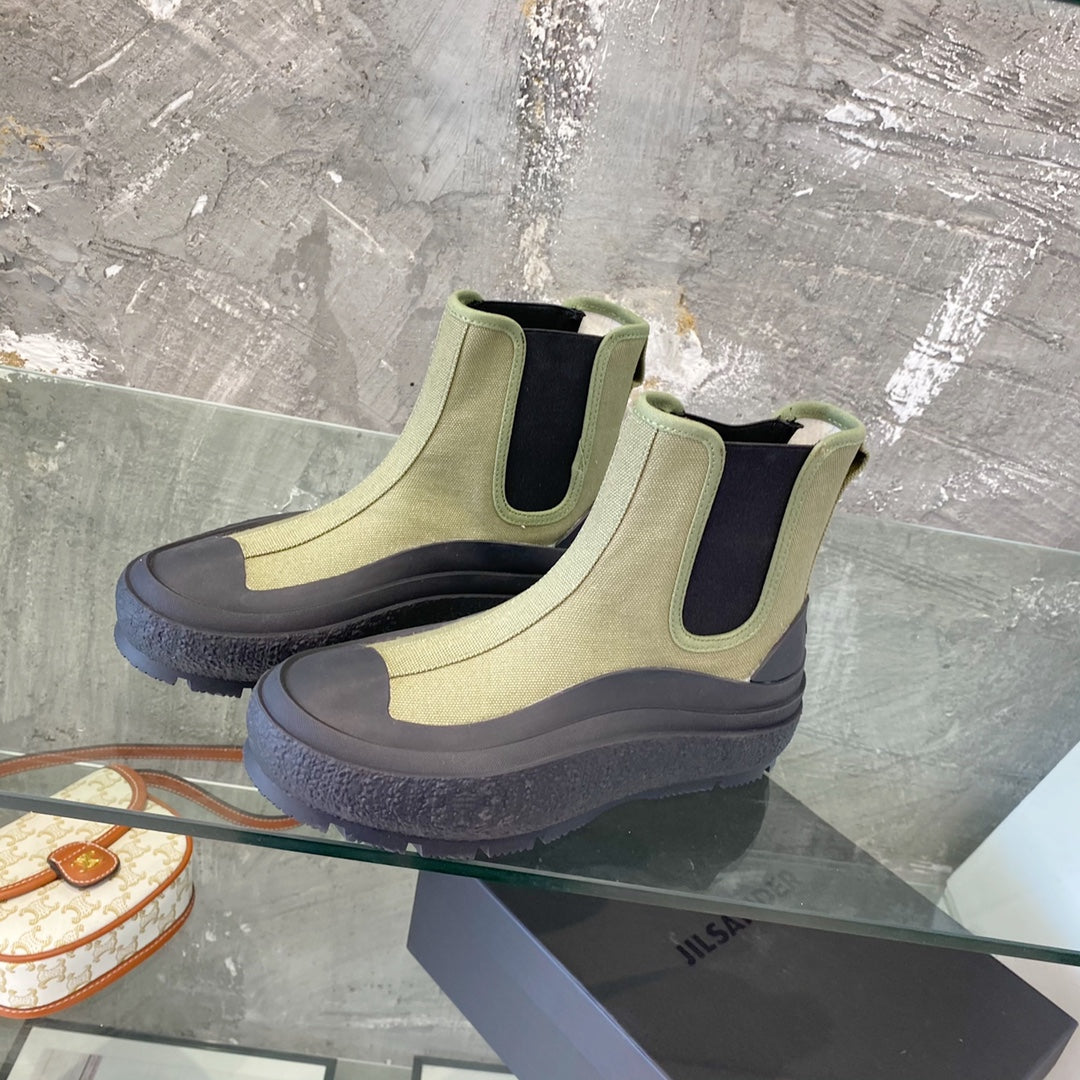 Jil sander-2022新款 帆布短靴 軍綠色