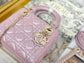 Dior-Mini Lady Dior手袋-三格黛妃-17cm-珠光粉金扣