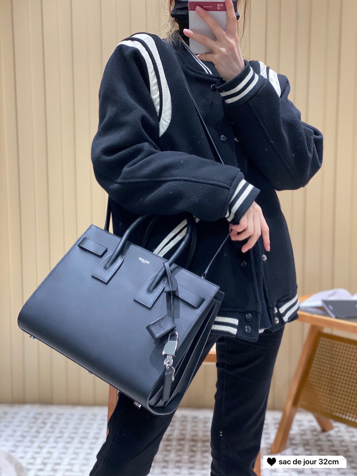 聖Y羅-sac de jour 風琴包山羊紋 黑色 32cm