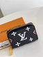 LV M80677 黑色豹紋拉鍊卡包