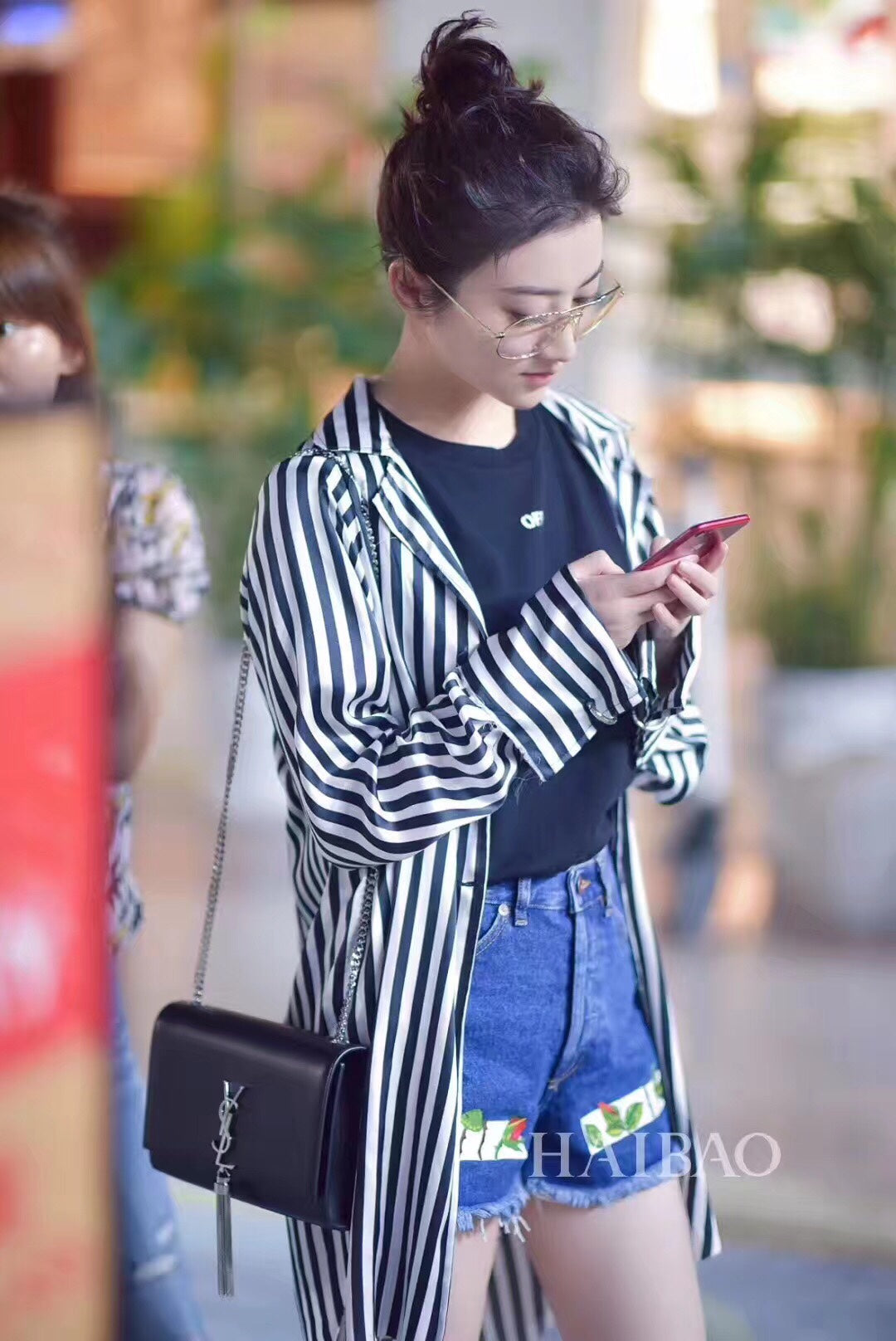 聖Y羅-黑色銀扣 KATE  經典款斜挎鏈條包