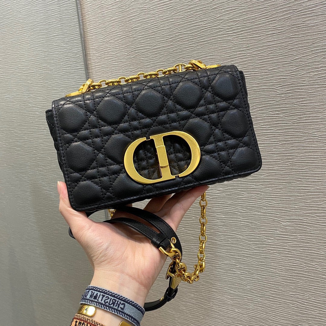 Dior Caro 小號20cm-黑色小牛皮