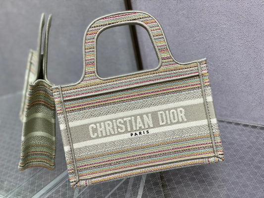 Dior Book Tote-Mini 23cm-金絲條紋