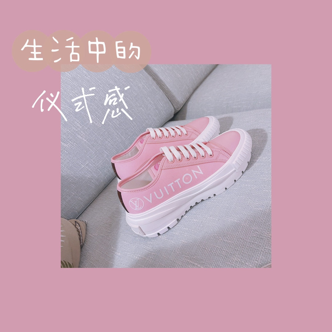 LV鞋-LV SQUAD 2022早春 厚底休閒鞋（粉）