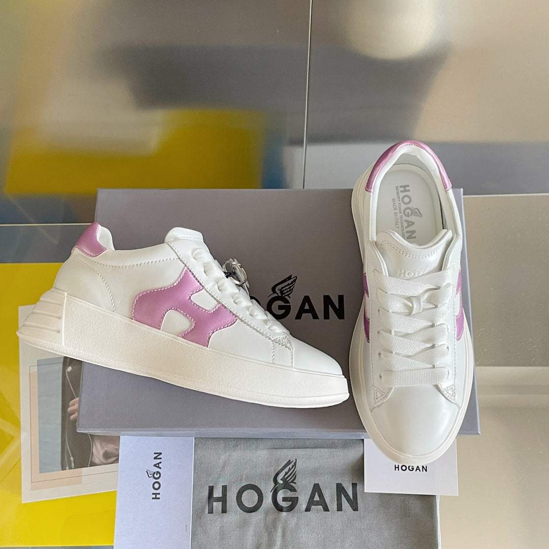 Hogan-2022早春新款 厚底休閒鞋 白色紫尾