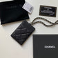 Chanel 證件套-黑色荔枝皮銀扣