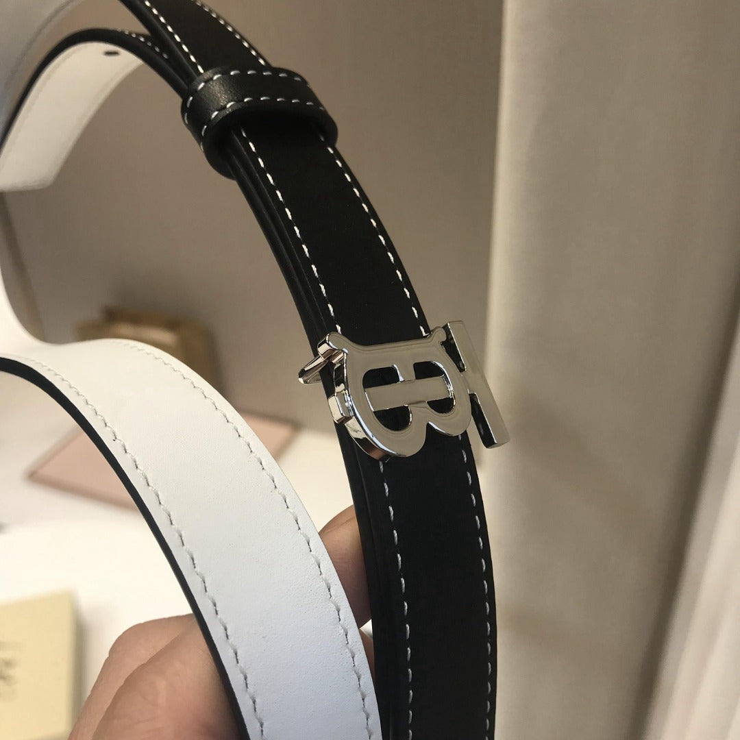 巴B家-黑色銀扣皮帶-2.0cm