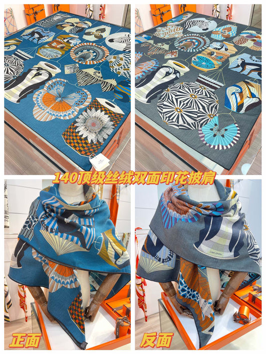 小愛款-雙面絲絨大方巾 140cm 003