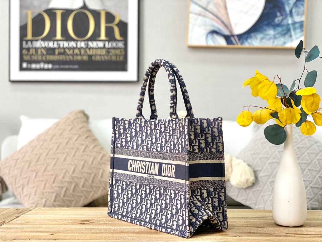 Dior Book Tote-小號36.5cm-深藍老花