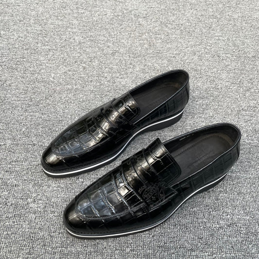 Ber-鱷魚壓紋 皮鞋 黑色