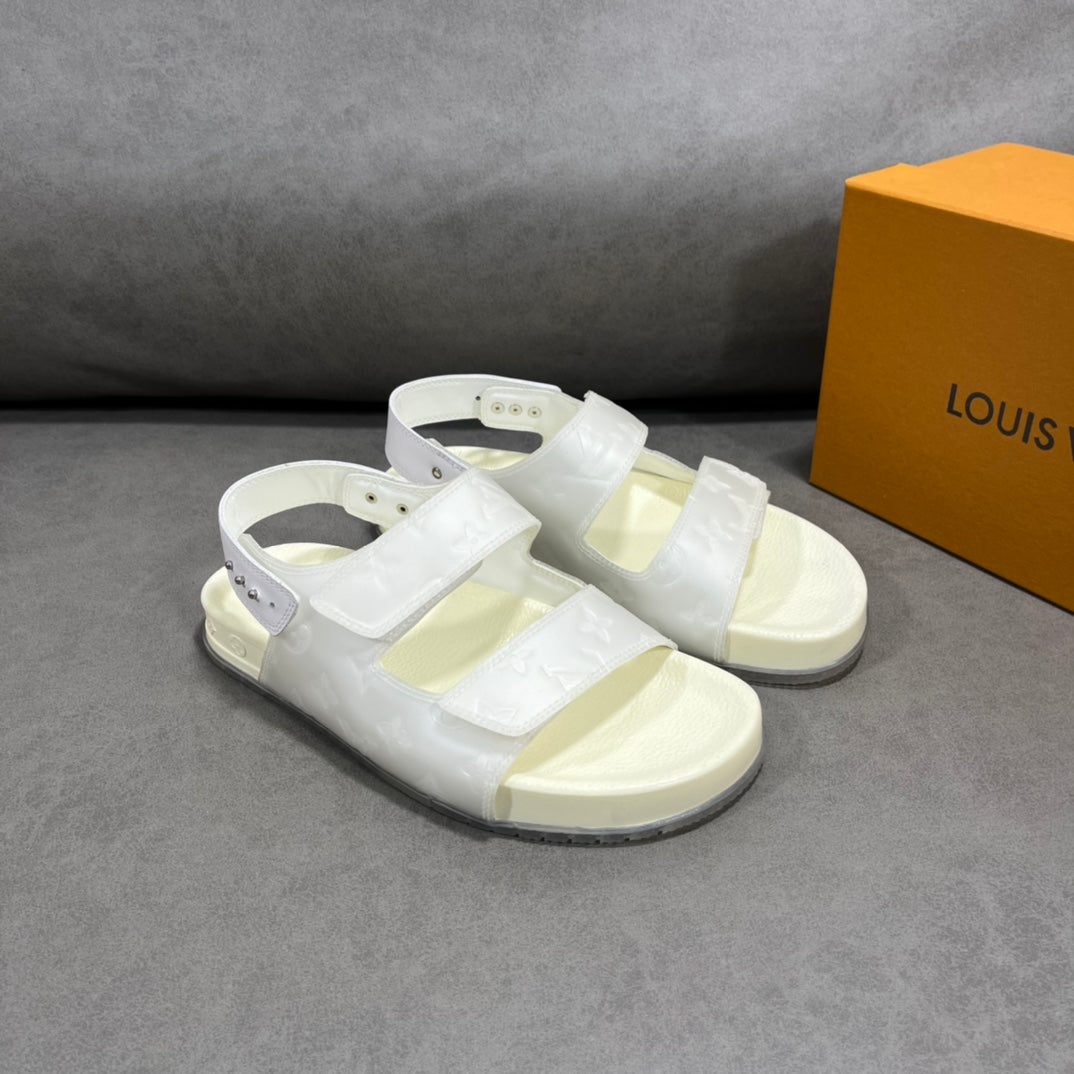 Lou-壓紋涼鞋 白色