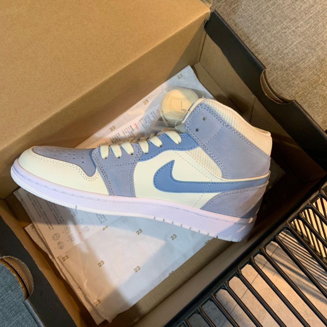 N1K- AJ 1 mid 中筒板鞋 休閒鞋 藍色