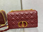 Dior-Caro 菱格紋 小牛皮 中號 酒紅色