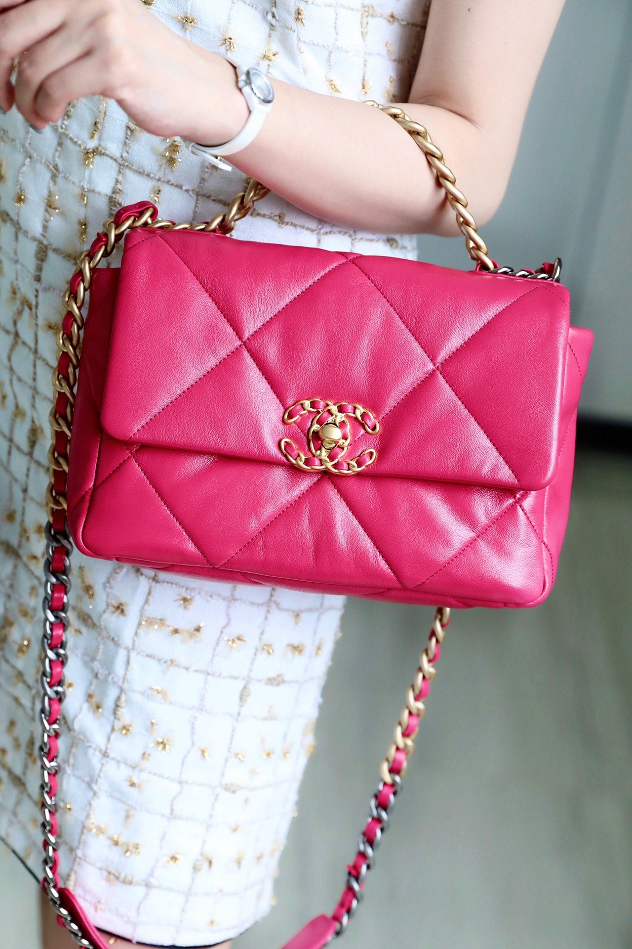 Chanel 19Bag-小號桃紅色