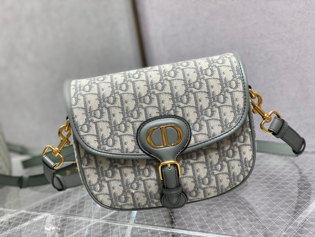 Dior Bobby-中號22cm-灰色老花