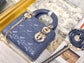Dior-Mini Lady Dior手袋-三格黛妃-17cm-深藍丹寧金扣