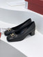 Salvatore Ferragamo鞋-菲拉格慕 經典Gancini扣 低跟鞋 黑