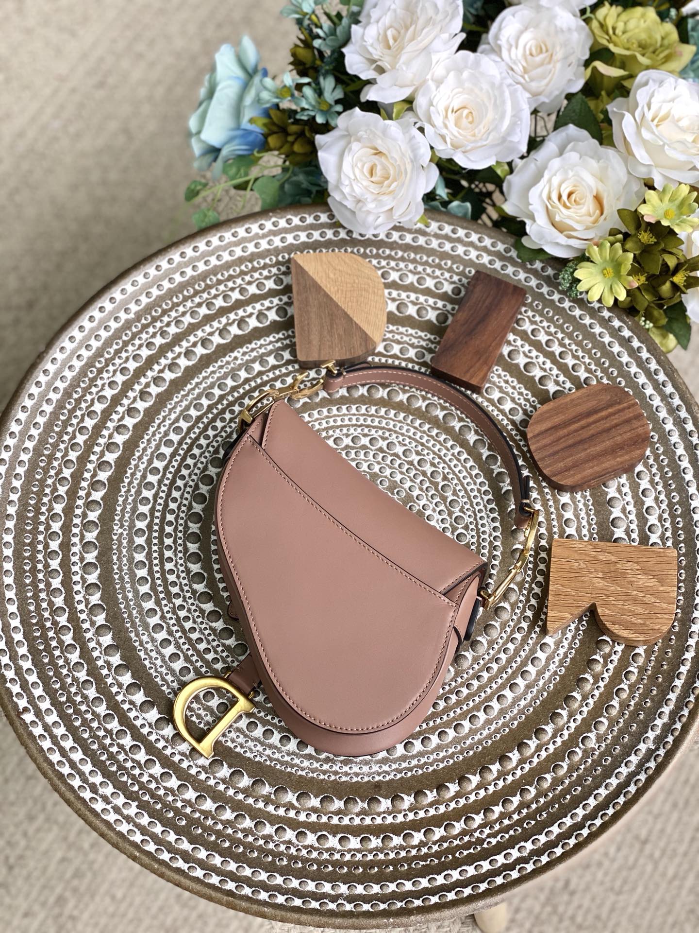 Dior Saddle 馬鞍包-平紋-小號豆沙色-19.5cm