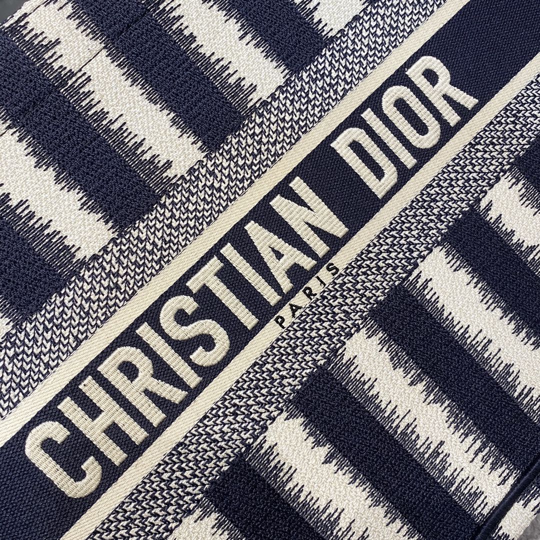 Dior Book Tote-小號36.5cm-深藍條紋