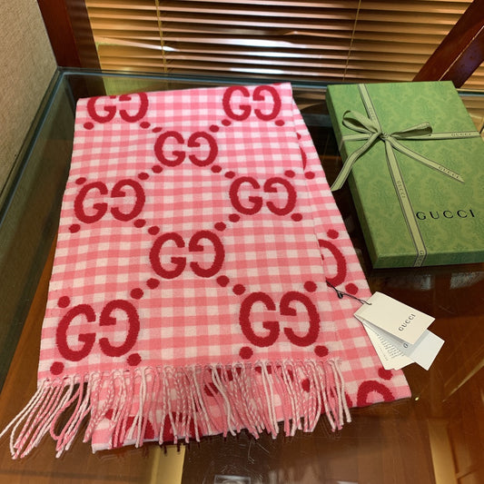 古G家-提花面料雙面圍巾-95%羊毛+5%滌綸-35*240cm