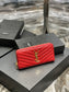 YSL 拉鍊長夾 紅色金扣
