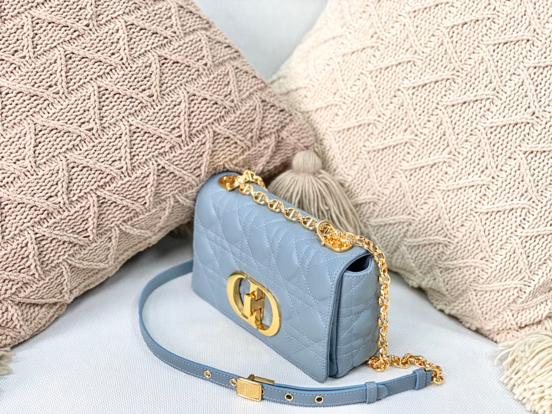 Dior Caro 小號20cm-天藍小牛皮