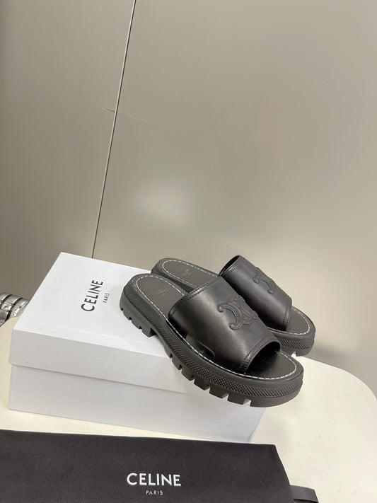 賽C家-22SS 牛皮壓印工藝拖鞋 35-40（41訂製）