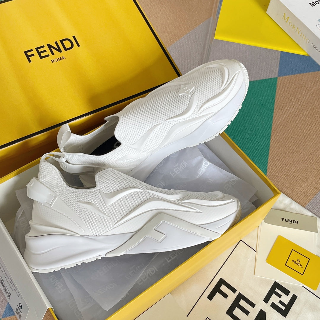 芬F家-2023新款 Flow系列飛織 運動鞋 白色