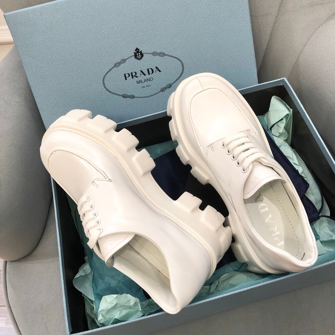 Prada鞋-Prada Monolith 厚底 鞋帶款 樂福鞋