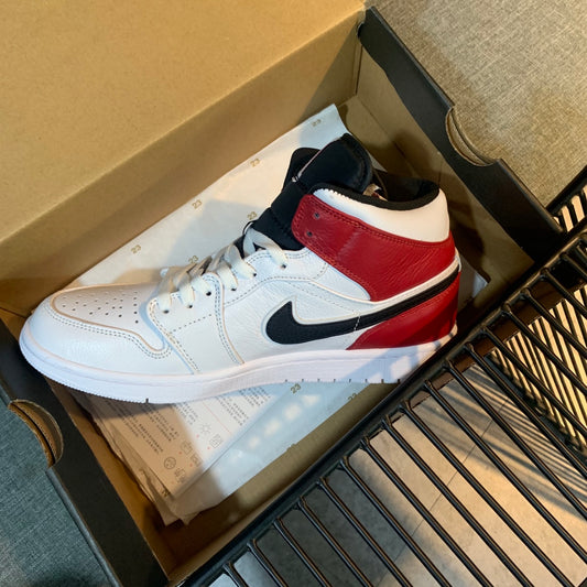 N1K- AJ 1 mid 中筒板鞋 休閒鞋 白紅色