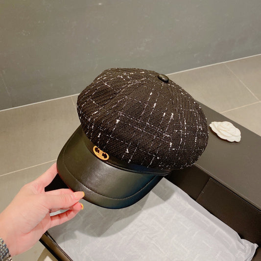 賽C家-格紋鴨舌貝雷帽 黑色