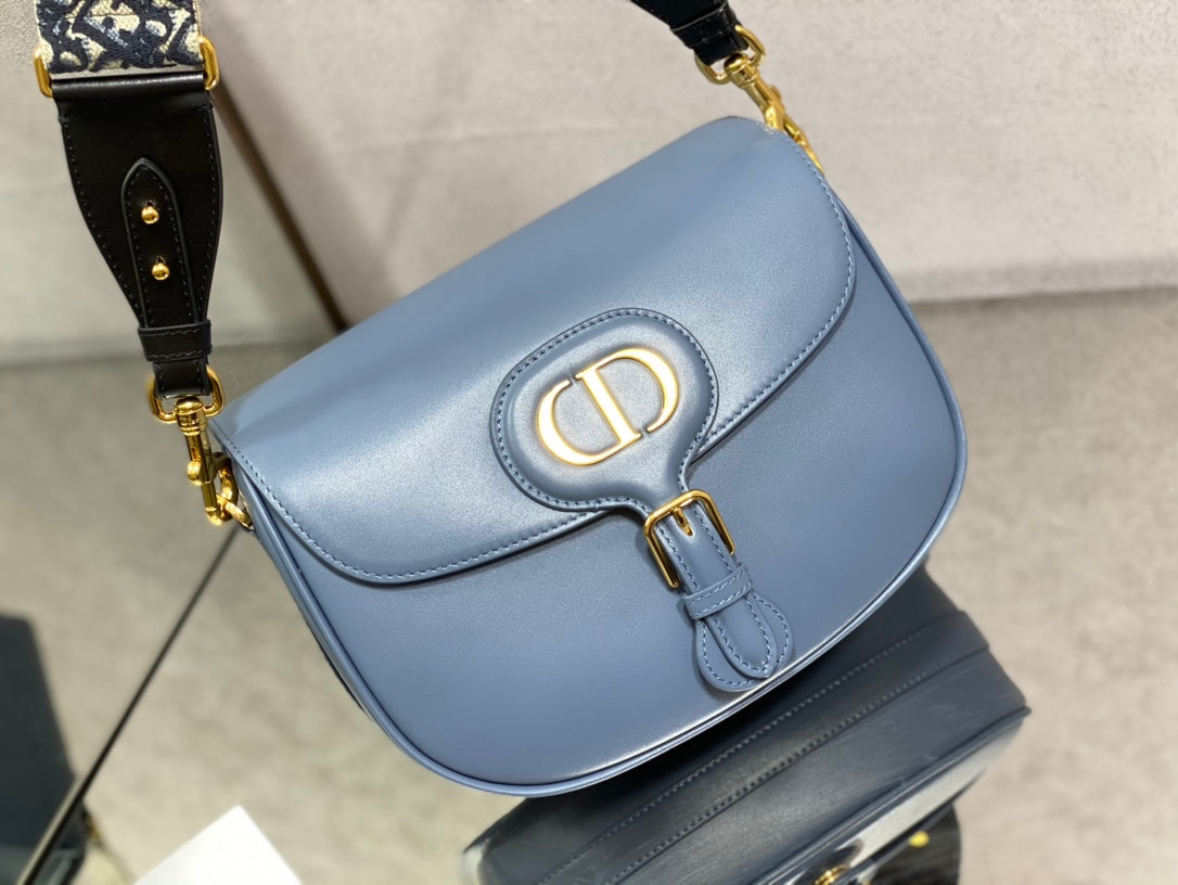Dior Bobby-大號27cm-復古藍牛皮