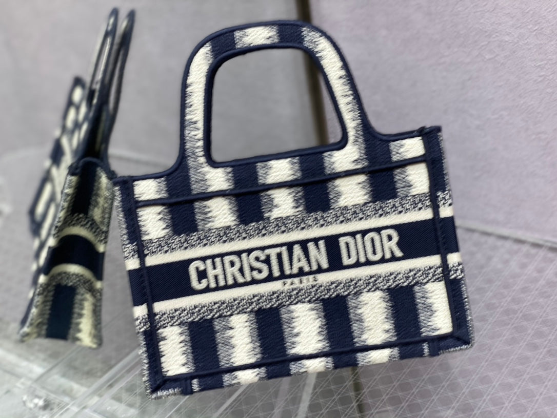 Dior Book Tote-Mini 23cm-深藍色條紋