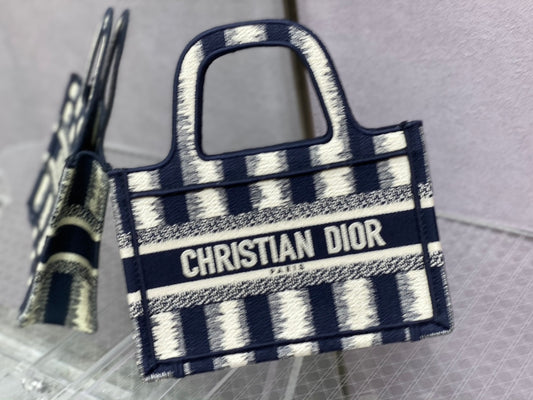 Dior Book Tote-Mini 23cm-深藍色條紋