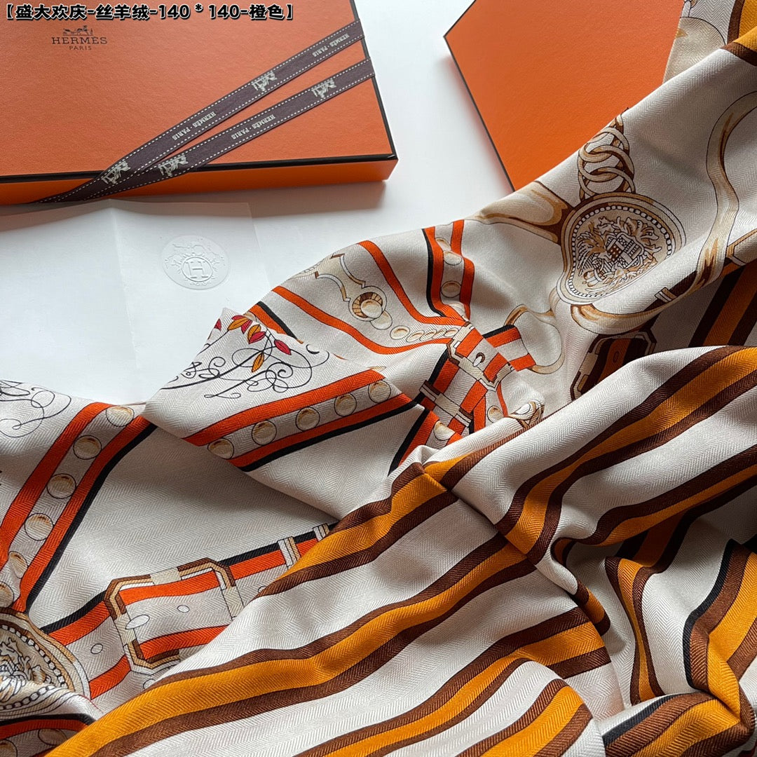 小愛款-盛大歡慶 140真絲羊絨方巾