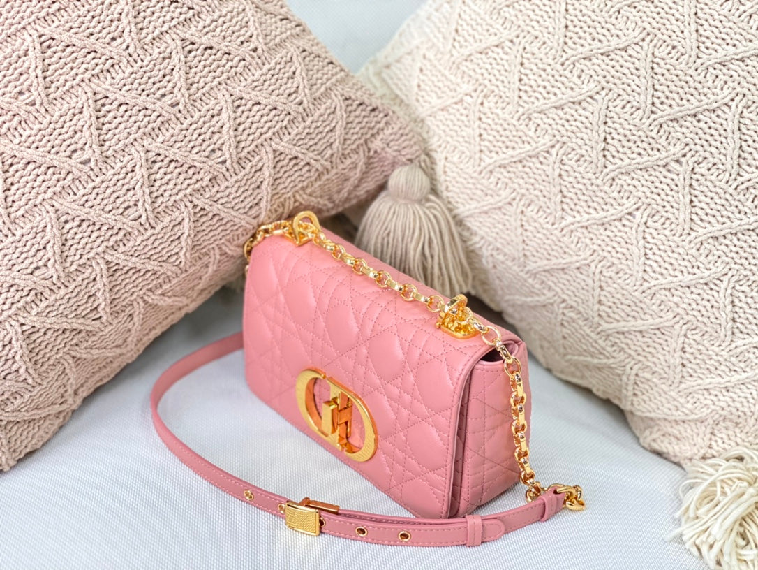 Dior Caro 小號20cm-粉色小牛皮