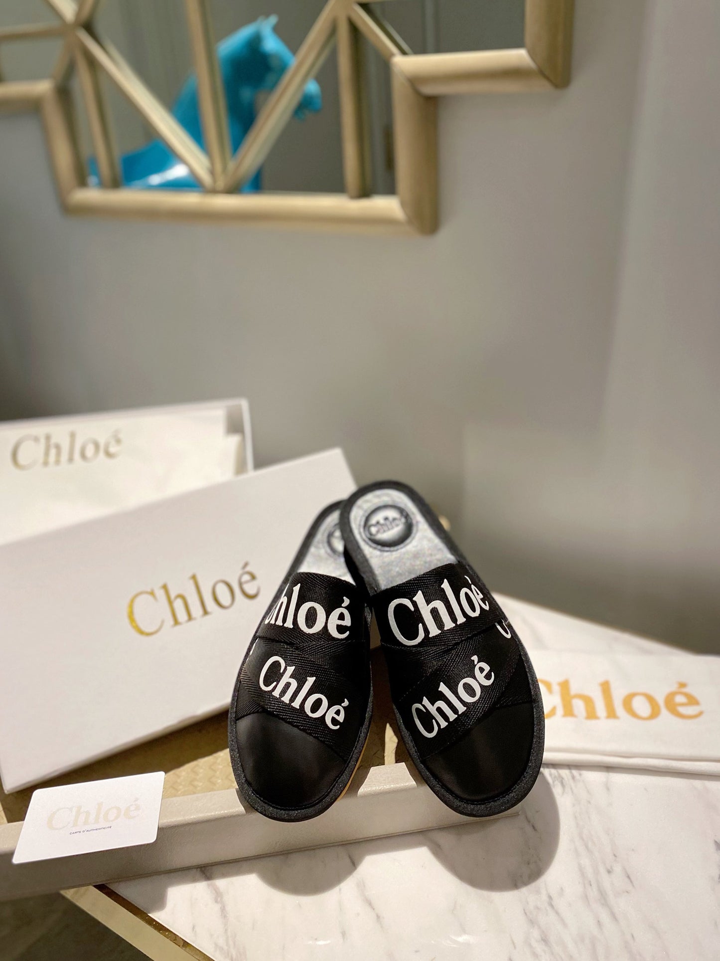 Chloe鞋-Chloe 前包 拖鞋（黑）
