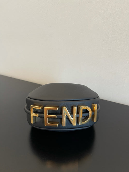 芬F家-Fendigraphy-迷你黑色皮革腋下包