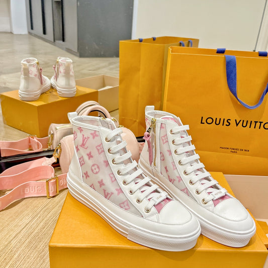 LV鞋-LV Charlie 2022春 高筒 粉色