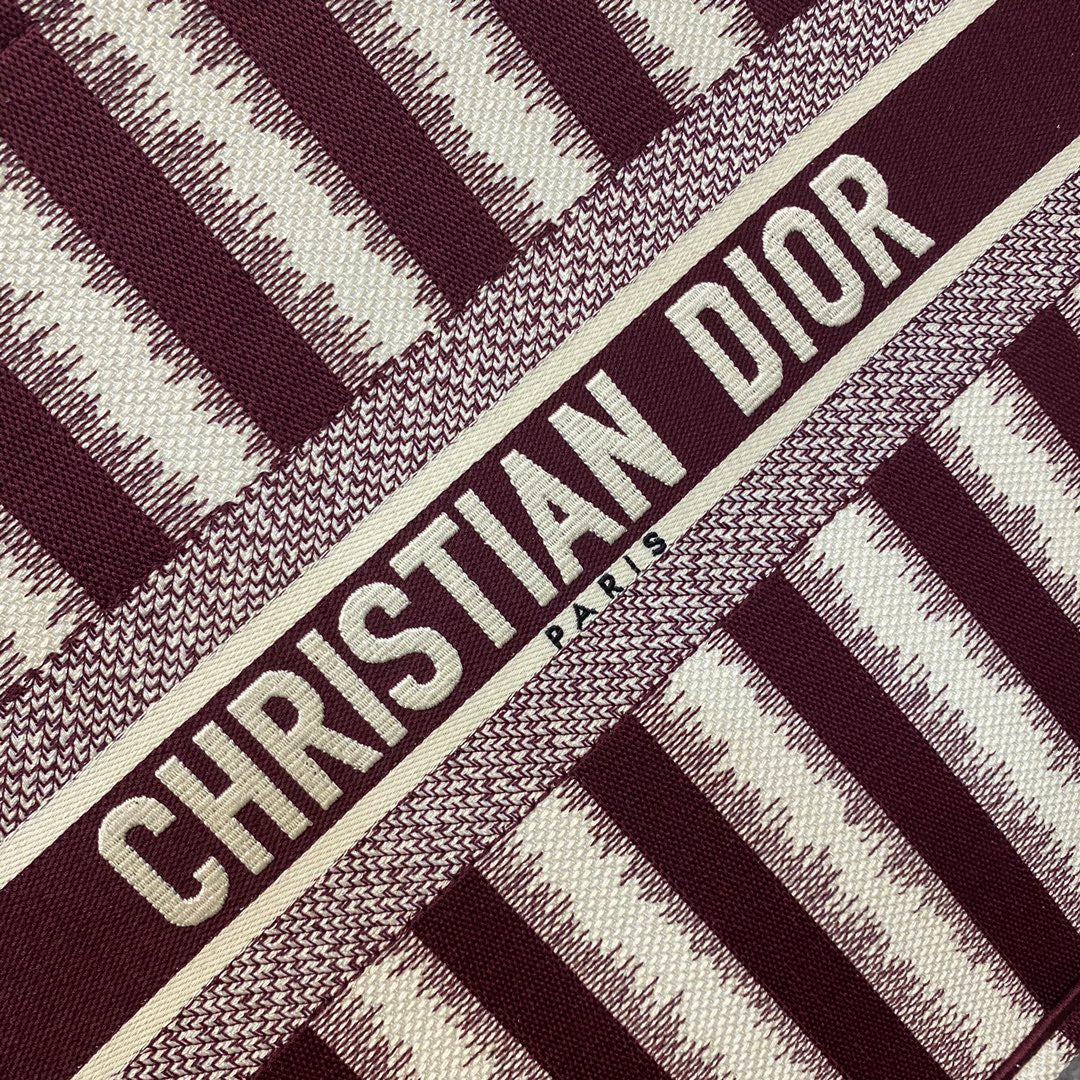 Dior Book Tote-大號41.5cm-酒紅色條紋