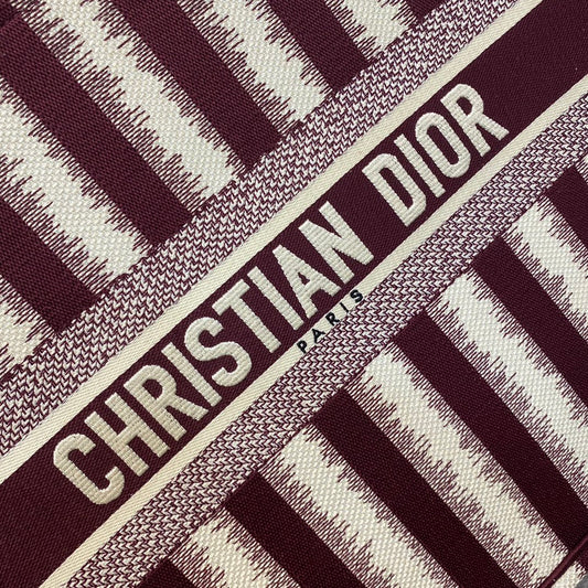 Dior Book Tote-大號41.5cm-酒紅色條紋