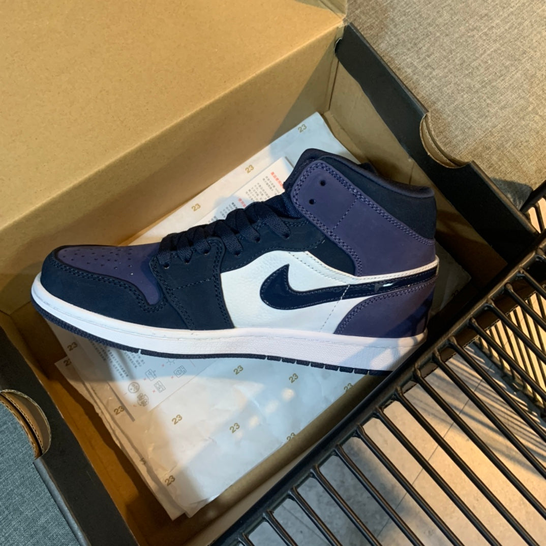 N1K- AJ 1 mid 中筒板鞋 休閒鞋 藍色