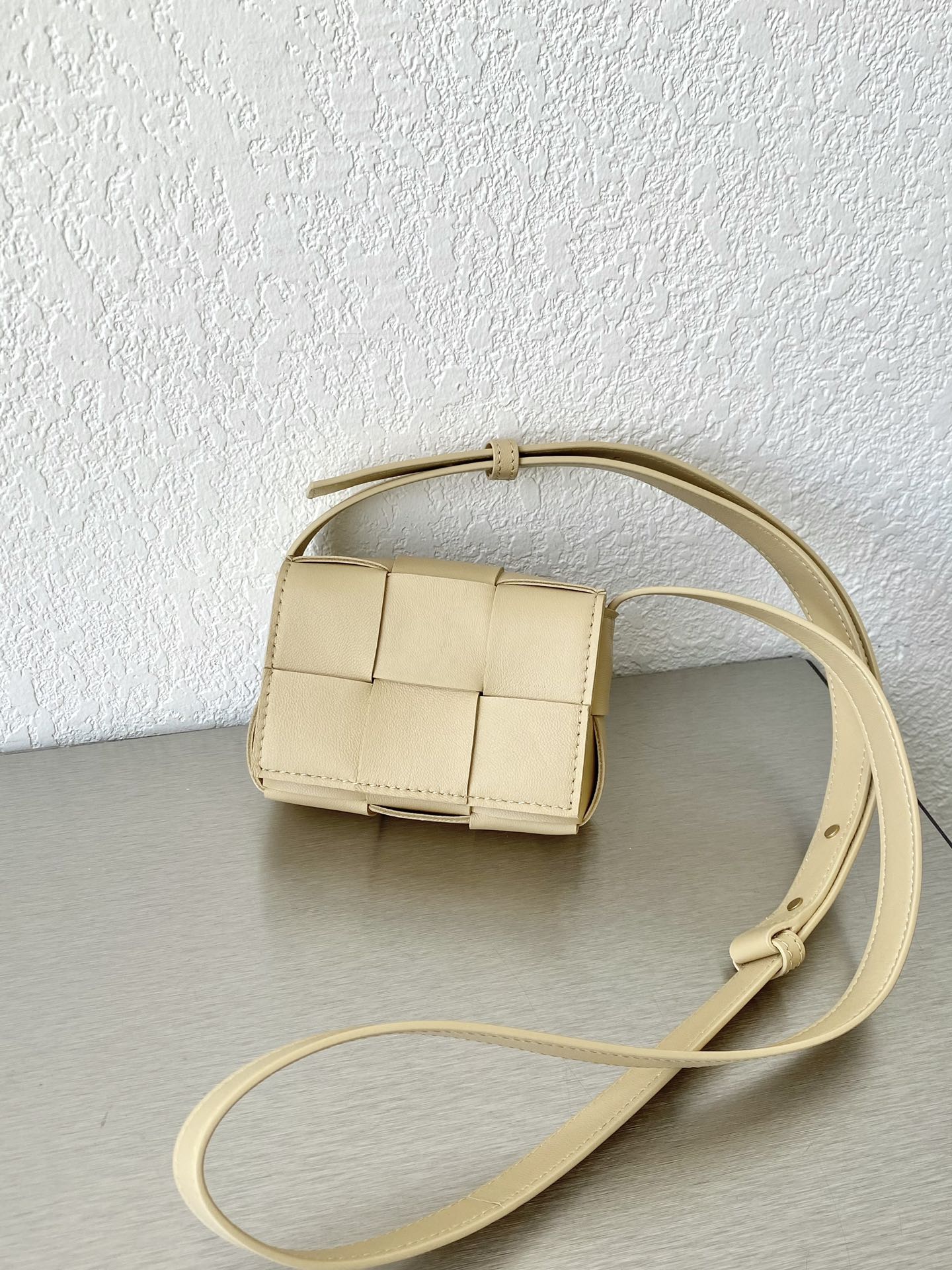 B編織-羊皮方格Mini cassette Bag 迷你編織包 12x8x4cm