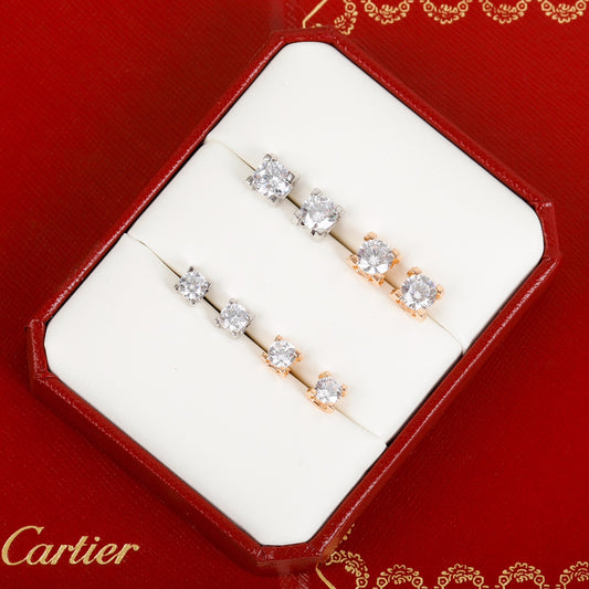Cartier 牛角鑽石耳環-60分/一克拉