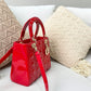 Dior Lady Dior 漆皮金扣-24cm-紅色