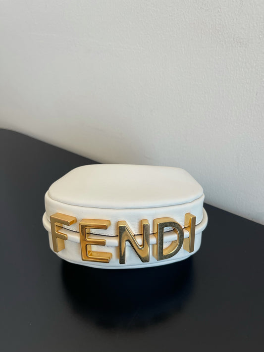 芬F家-Fendigraphy-迷你白色皮革腋下包