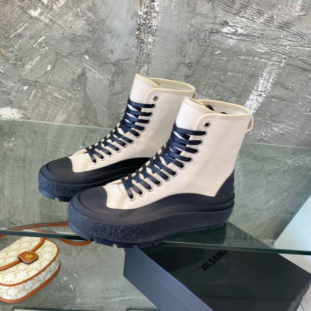 Jil sander-2022新款 高筒帆布鞋 白色