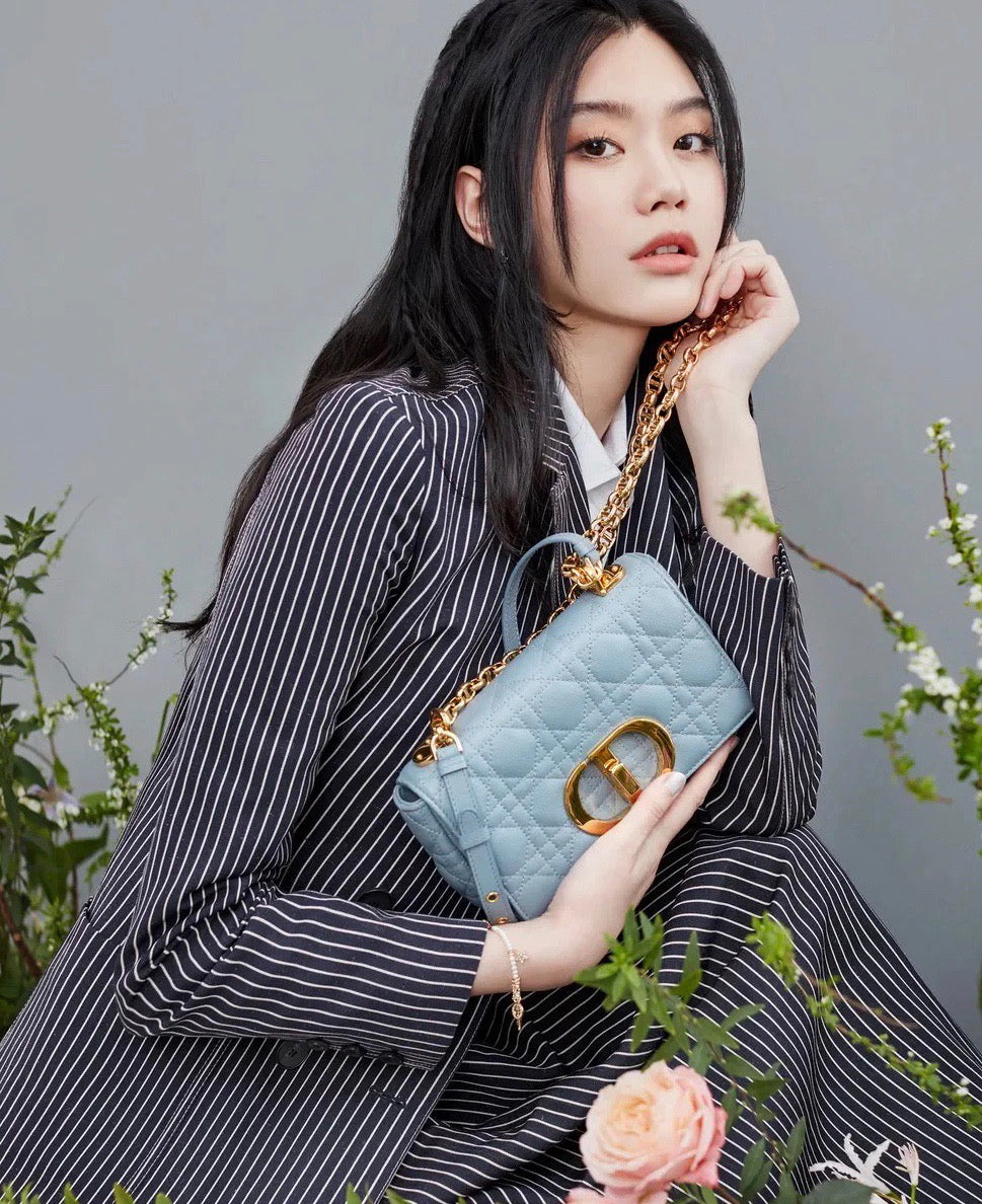 Dior Caro 小號20cm-馬卡龍藍