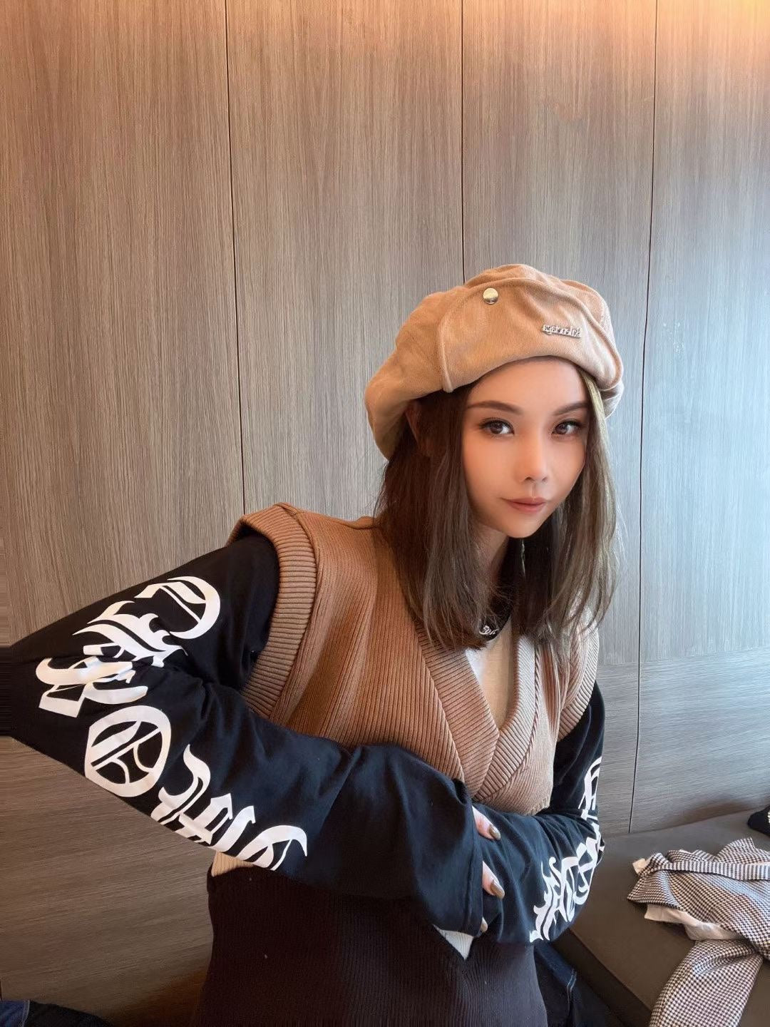 巴黎世-雲朵報童帽 杏色