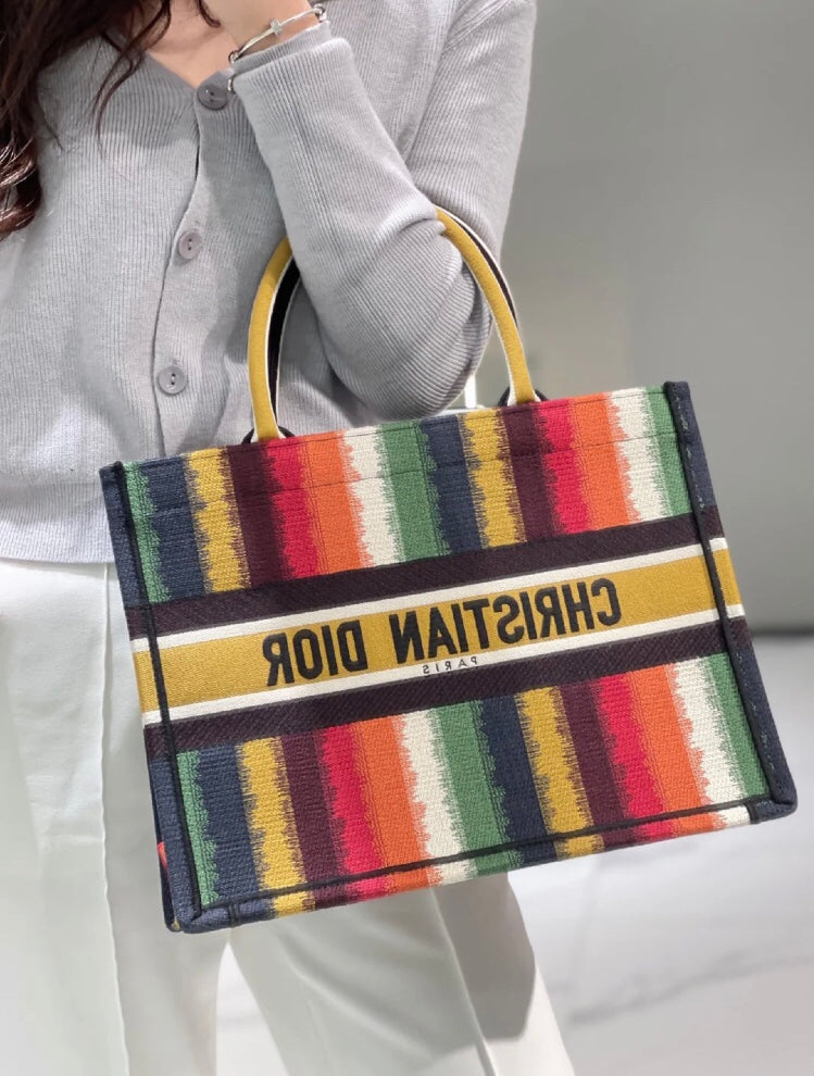 Dior Book Tote-小號36.5cm-多色條紋